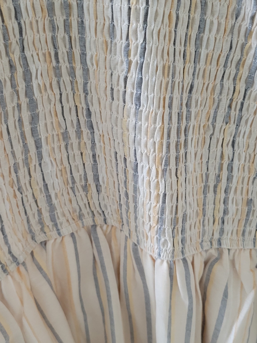 Smocked Mixed Stripe Sleeveless Cotton Ruffled Midi Dress - Picture 5 of 5
